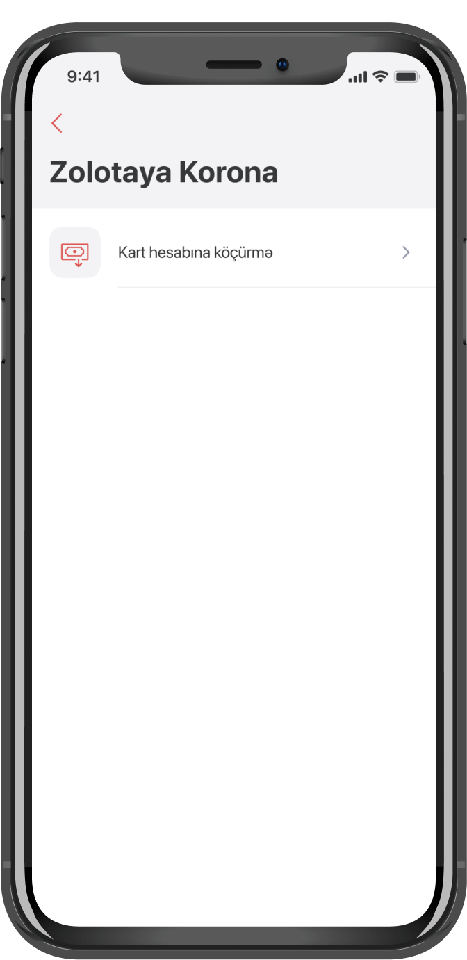 “Kart Hesabına köçürmə” seçin