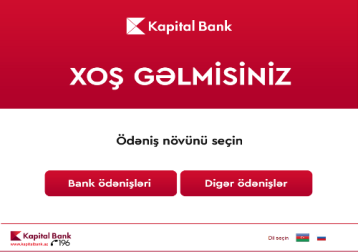 Kapital Bank-ın ödəniş terminalında “Bank ödənişləri” menyusu seçilir