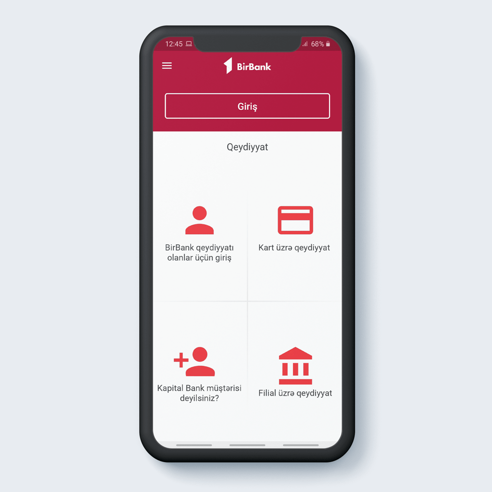 “Birbank qeydiyyatı olanlar üçün giriş”ə daxil olun.