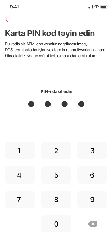 And finally, assign a PIN code to your card;