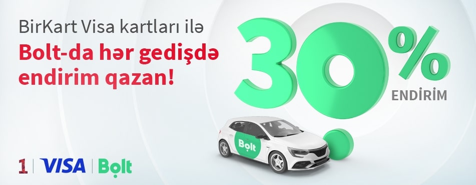 BirKart-dan Bolt gedişlərinə 30% endirim!