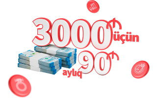 За 3000 AZN кредита
ежемесячная оплата всего 90 AZN!